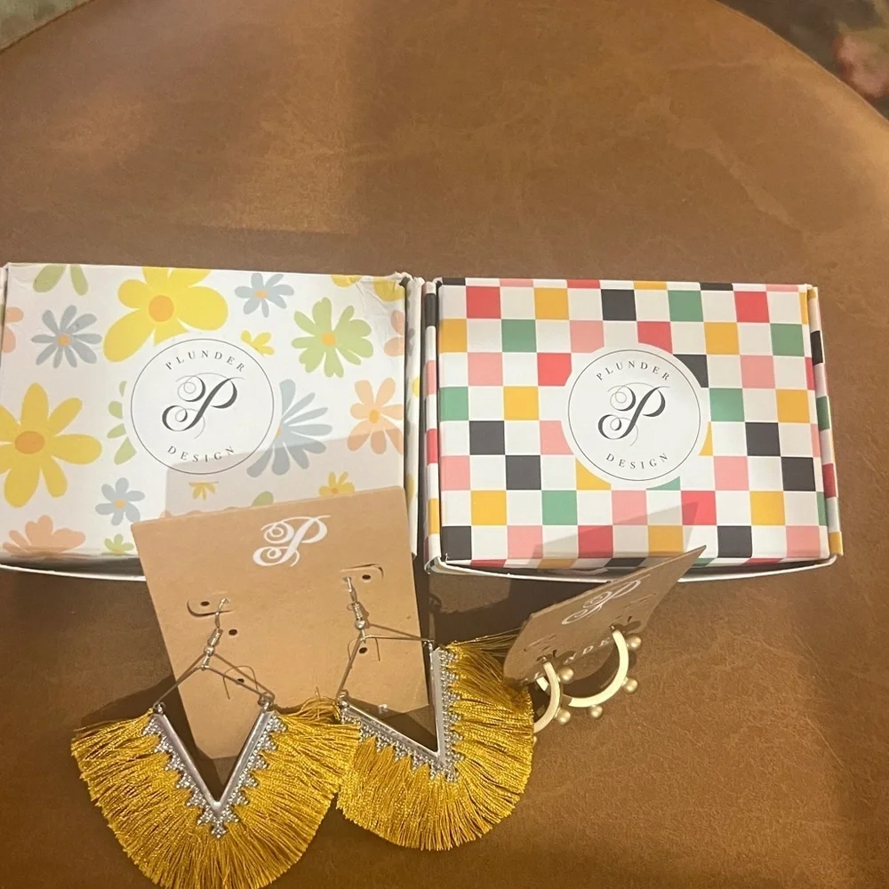 Plunder Design Yellow Fringe and Gold Hoop Earrings - Picture 6 of 6
